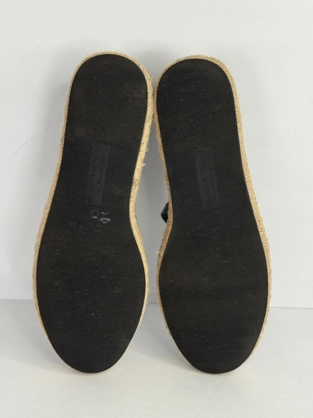 Marc New York Black Polka Dot Mesh Mary Jane Espadrille Flats Size 7.5M